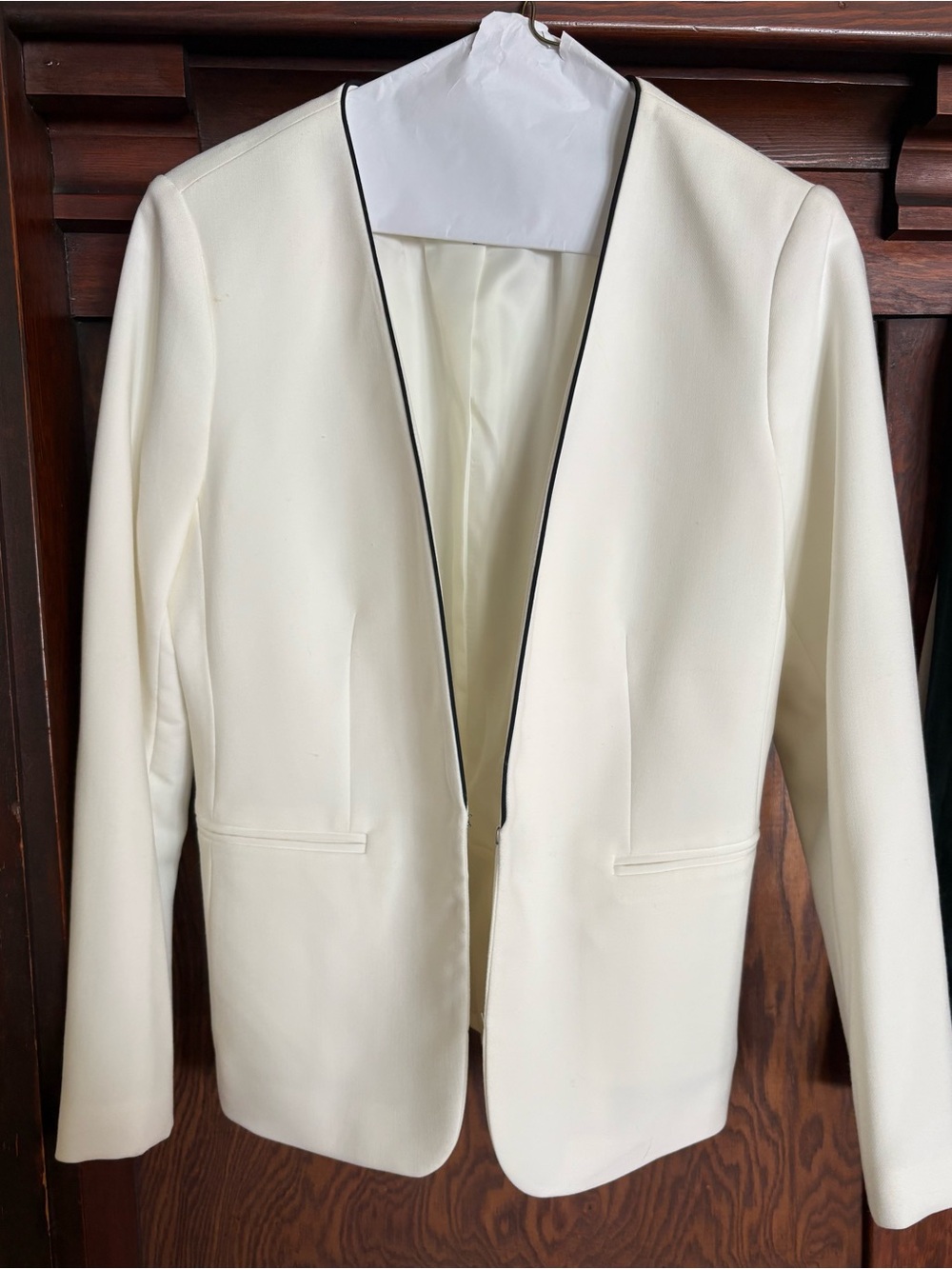 Banana Republic Cream Blazer with Black Piping